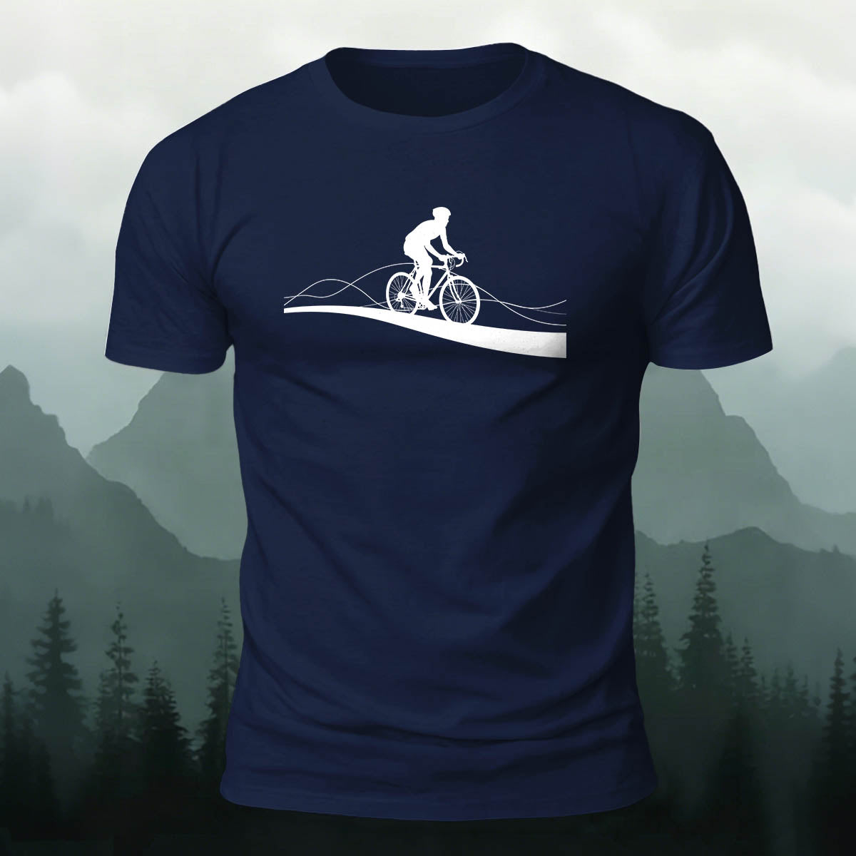 Road Cycling Art Print Comfortable Cotton T-Shirt