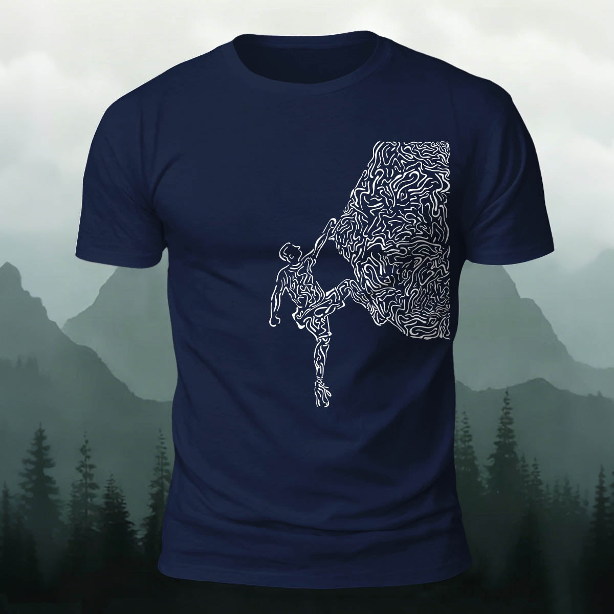 Rock Climbing Artwork Print Casual Cotton T-Shirt