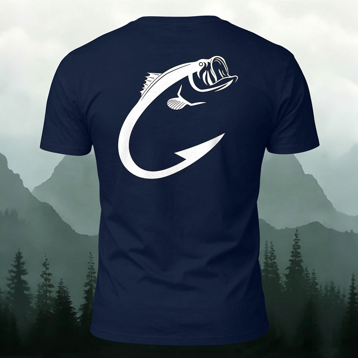Fishing Hook Bass Print Outdoor 100% Cotton Tee