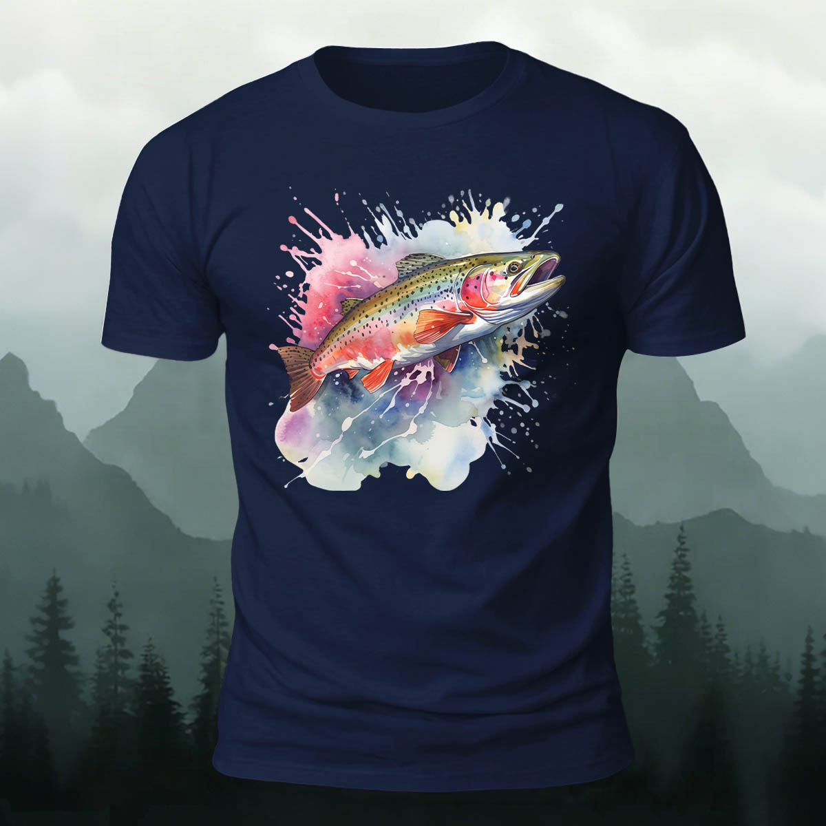 Minimalist Trout Graphic Outdoor 100% Cotton T-Shirt
