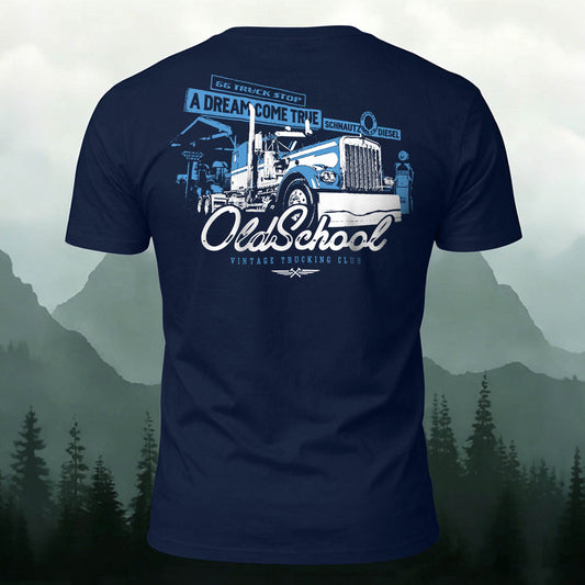 Cotton Truck Pattern Street Trend Casual Tee