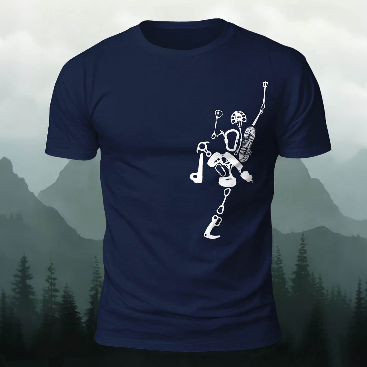 Fun Rock Climbing Print Casual Cotton T-Shirt