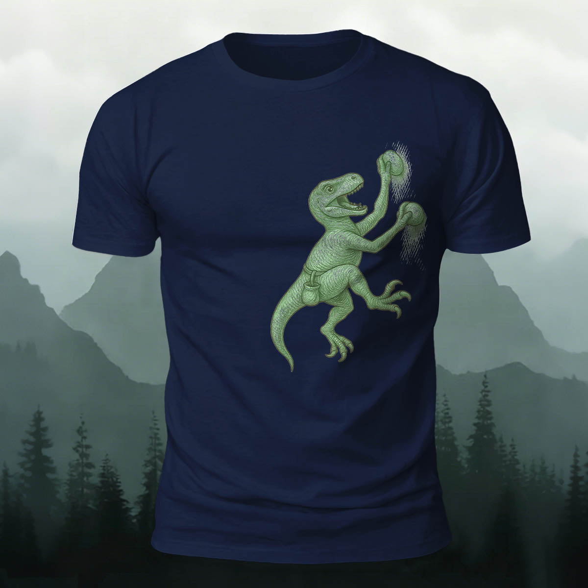Dinosaur Climbing Fun Print Outdoor Breathable T-Shirt