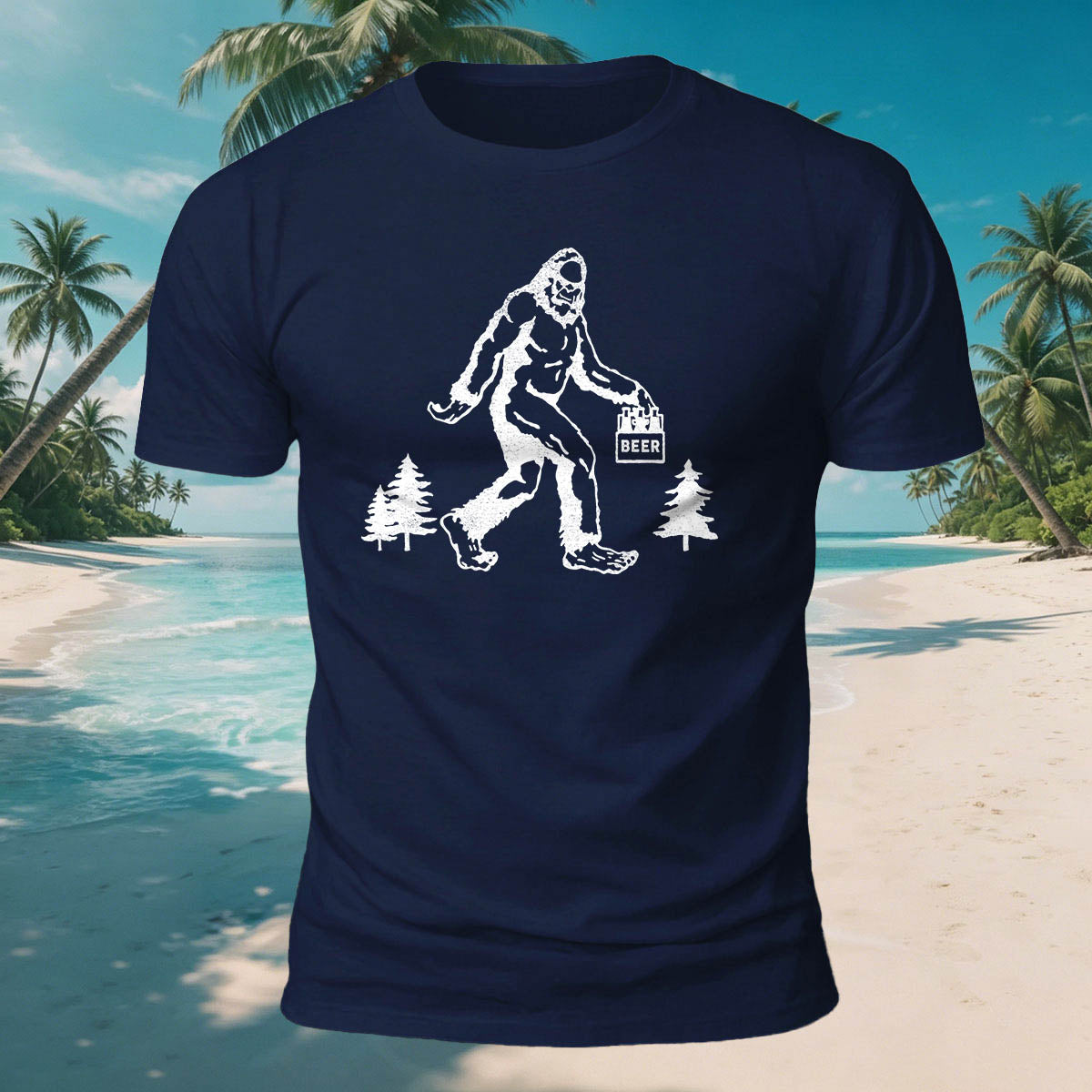Gorilla Carrying Beer Print Casual Breathable Cotton T-Shirt