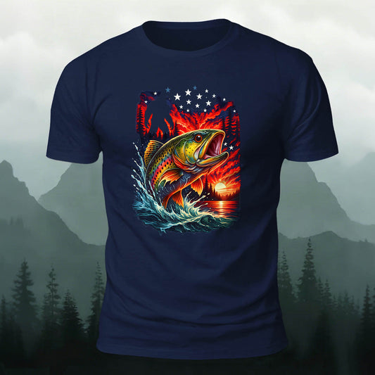 Trout Dusk Print Casual 100% Cotton T-Shirt