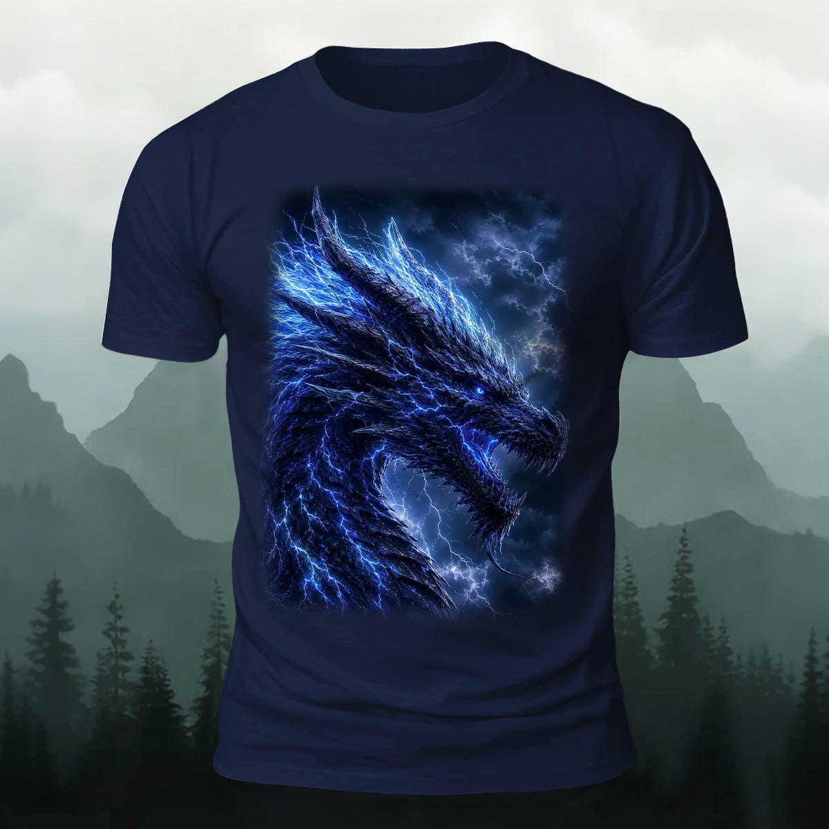 Thunder Dragon Sublimation Graphic Cool Casual Tee