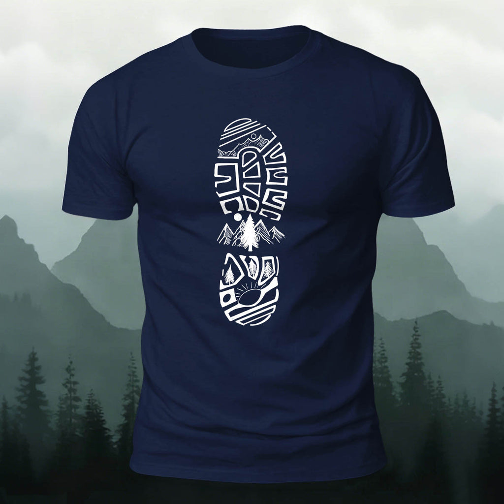 Adventure Snow Footprints Casual Cotton T-Shirt