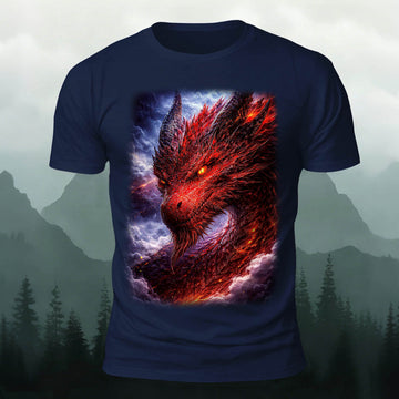 Sublimation Dark Myth Fiery Dragon  Unique Casual Tee
