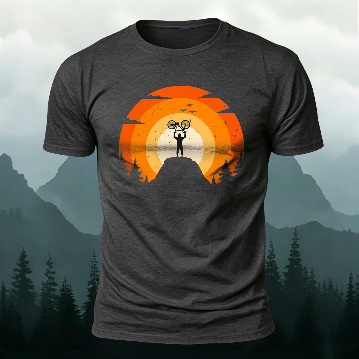 Outdoor Cycling Art Print 100% Cotton Comfort T-Shirt Dark Grey
