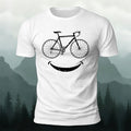 Fun Bicycle Smile Print Sports Casual Cotton T-Shirt White