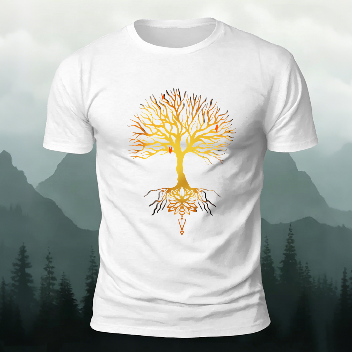 Glowing Tree Natural Casual Premium Cotton Tee White