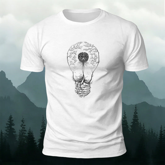 Light Bulb Brain Illustration Design 100% Cotton T-Shirt