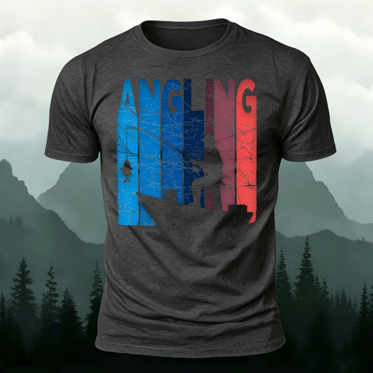 Angling Colorful Pattern Casual Premium Cotton T-shirt