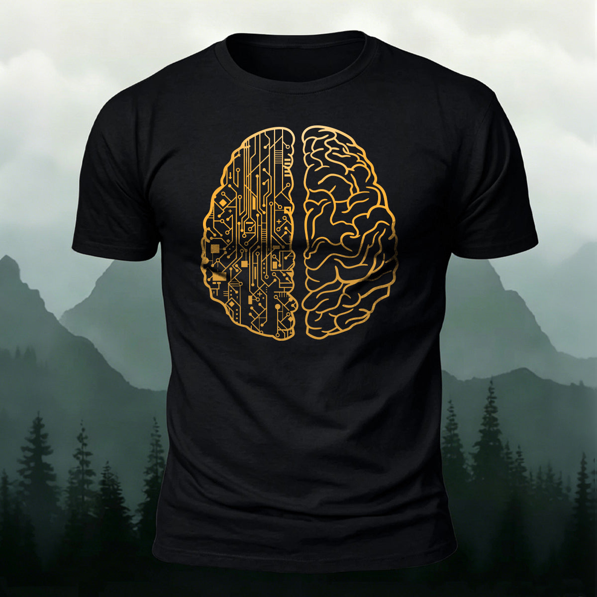 Simple Creative Brain Graphic Breathable Cotton T-Shirt