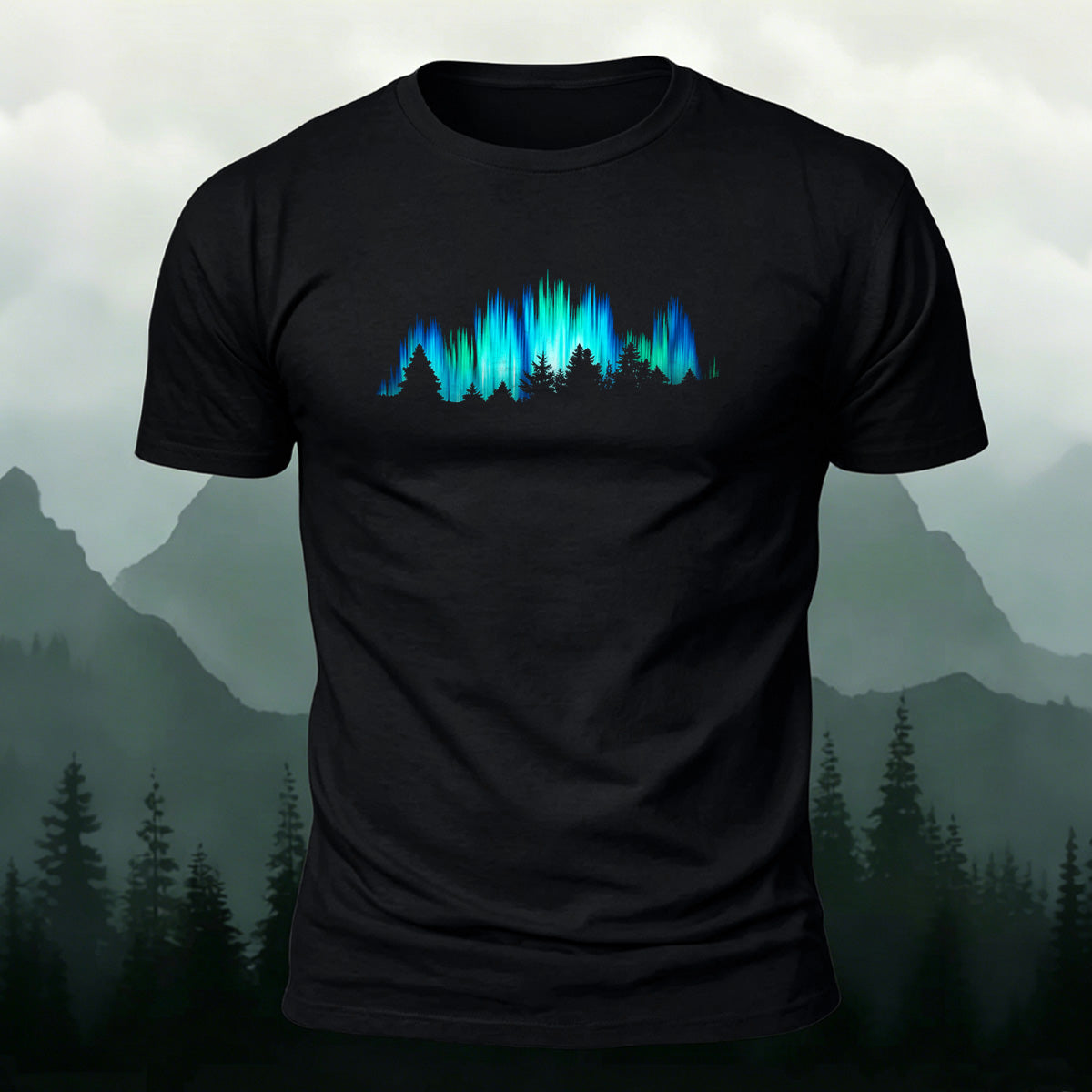 Gorgeous Night View Print Natural Style Breathable T-Shirt Black