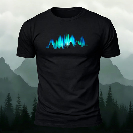 Gorgeous Night View Print Natural Style Breathable T-Shirt Black
