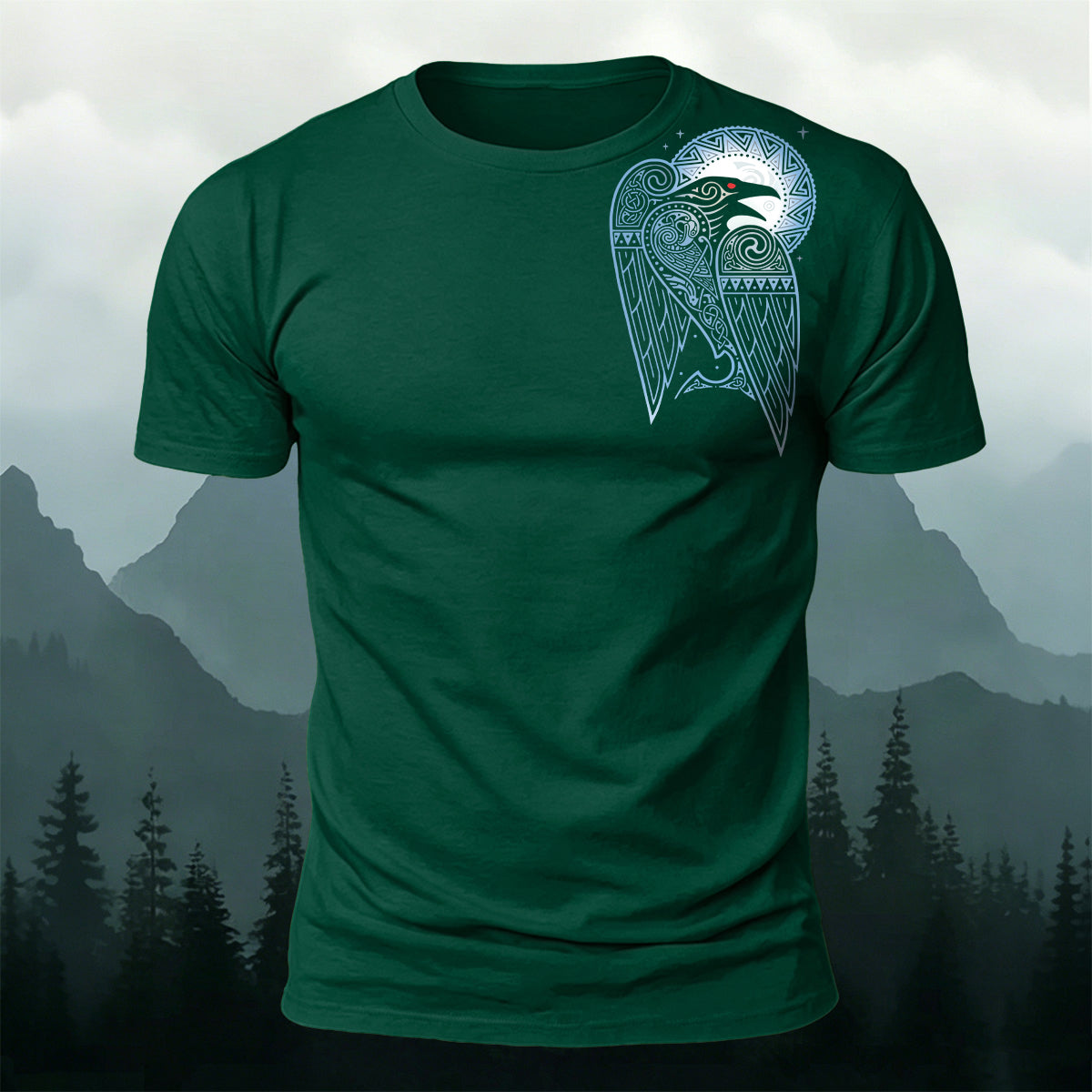 Raven Totem Print Soft-Touch Cotton T-Shirt