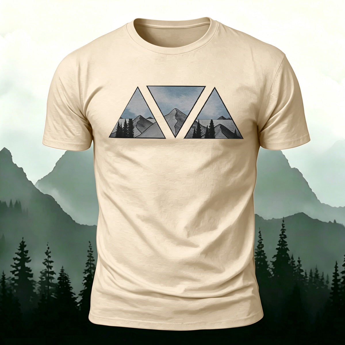 Geometric Pattern Print Soft-touch Feel Casual T-Shirt
