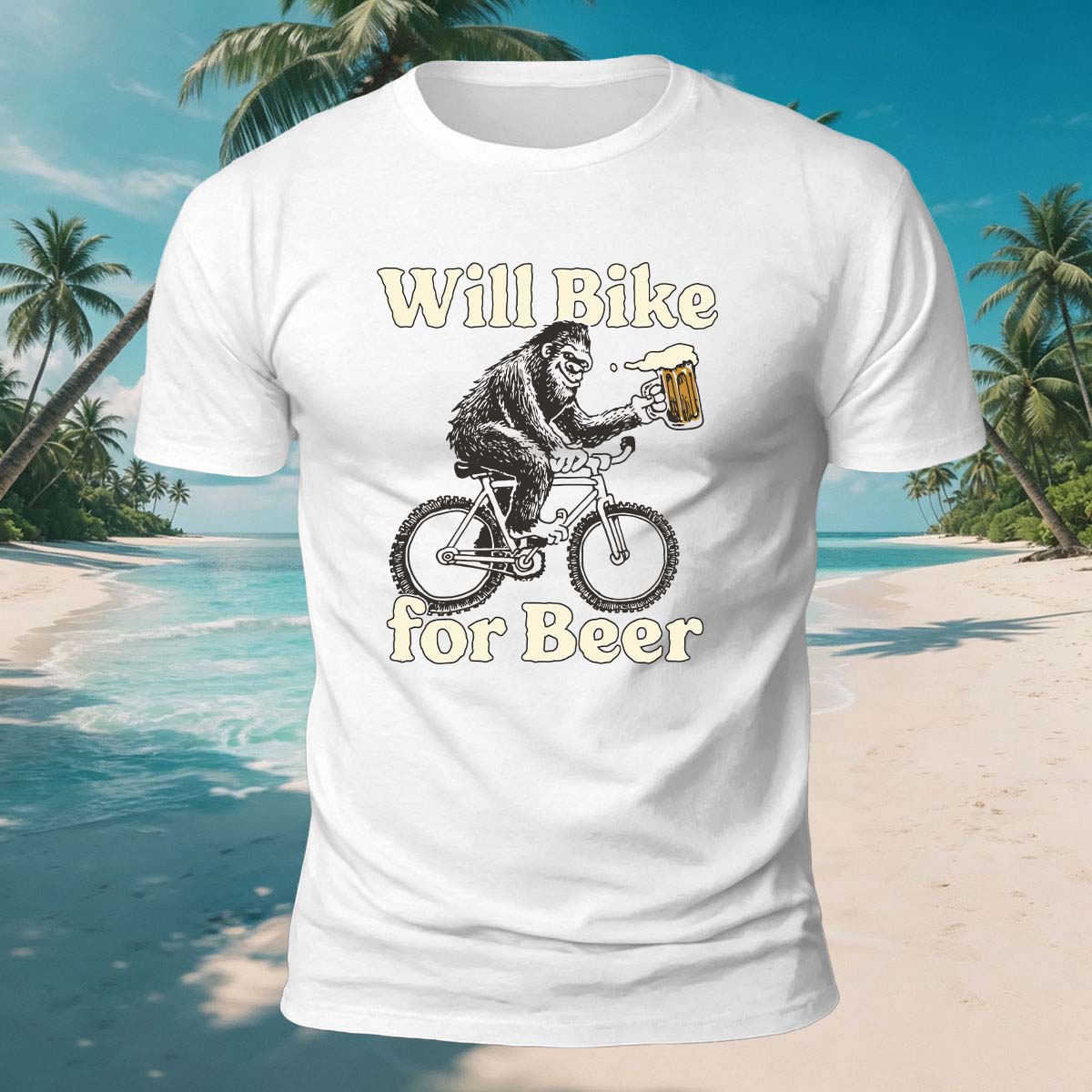 Fun Gorilla Beer Print Casual Skin-Friendly T-Shirt