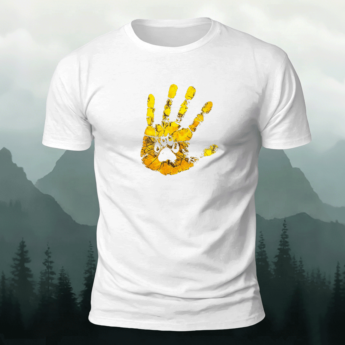 Palm Print Pattern Trend Skin-friendly T-Shirt White