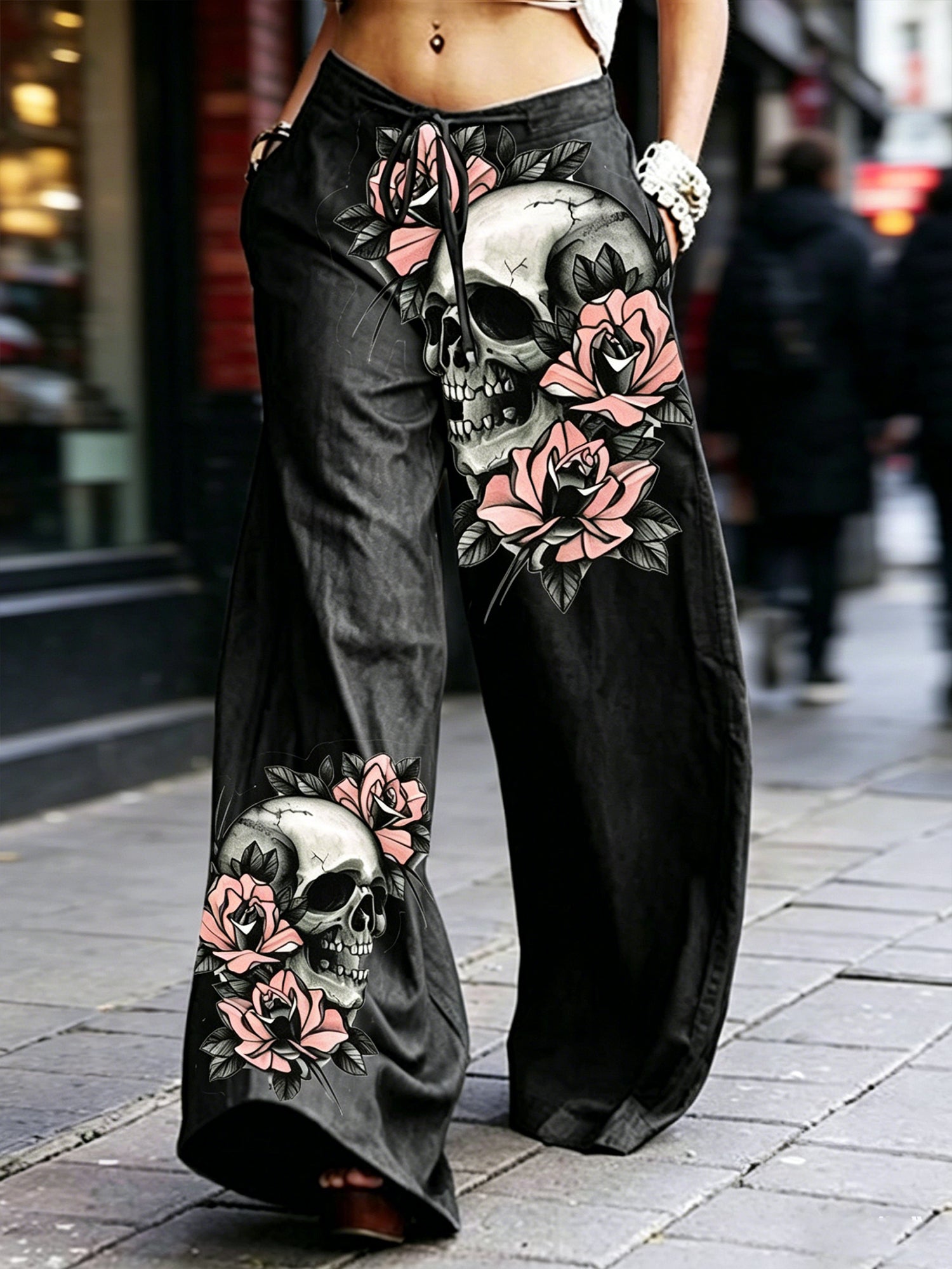 Dark Rock-style Straight-leg High-waist Work Pants