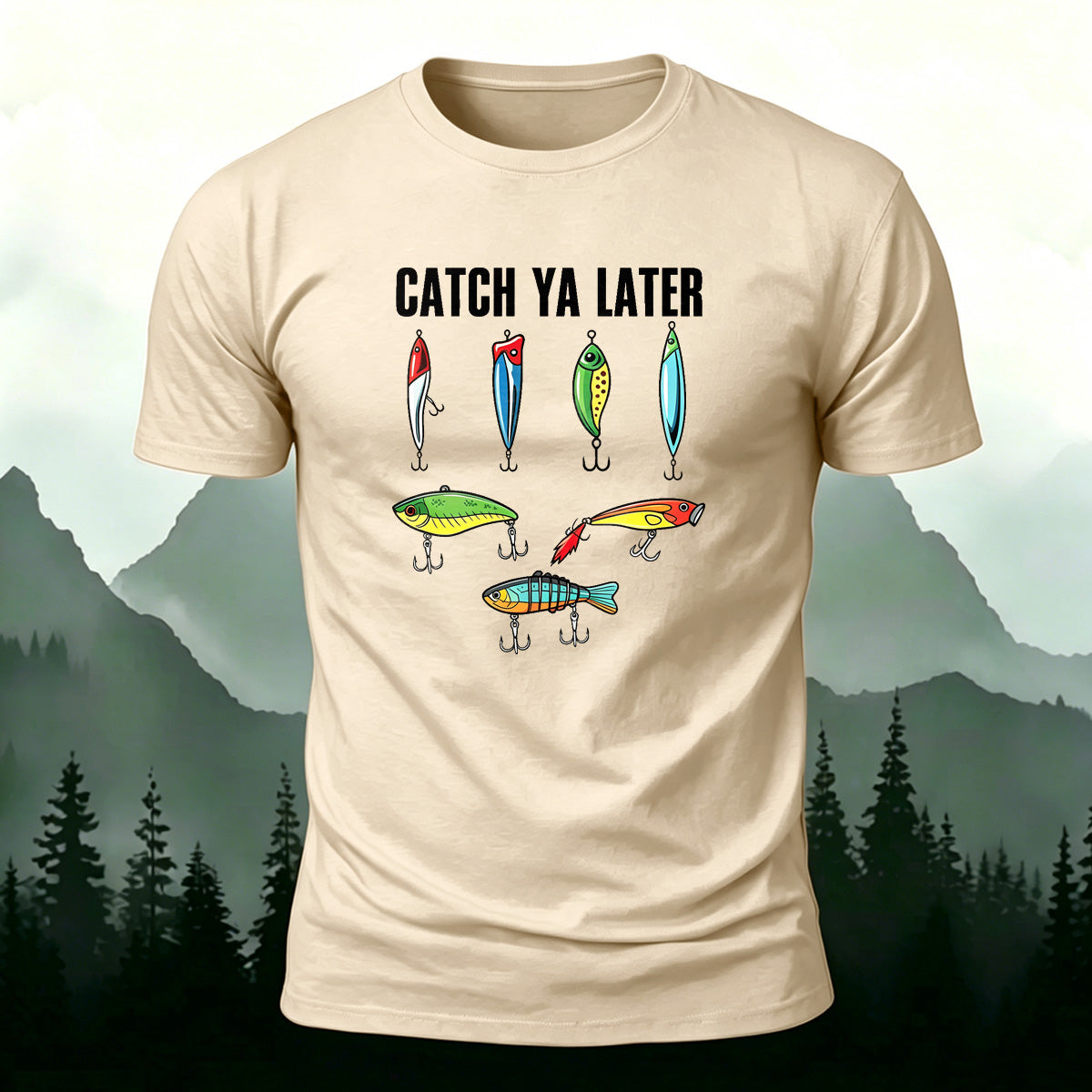Cartoon Colorful Fish Pattern Simple Casual T-Shirt