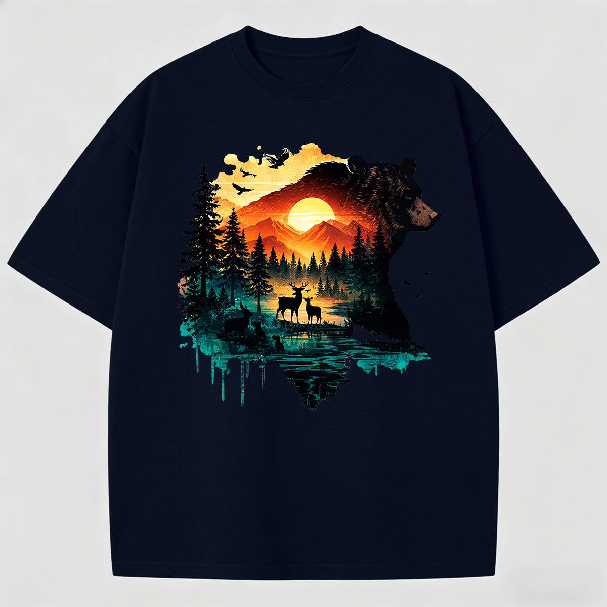 Men's Artistic Watercolor Print Cotton T-Shirt