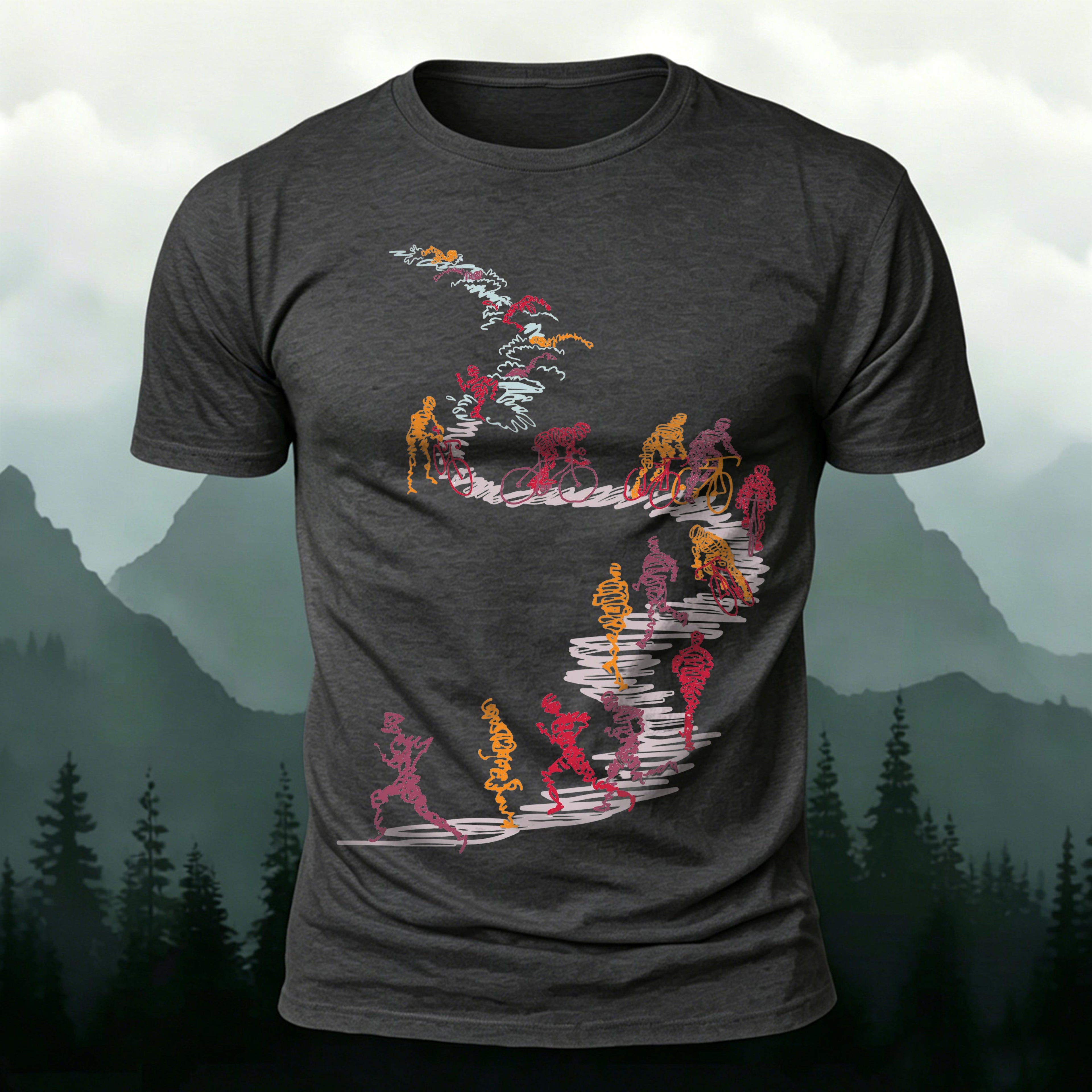 Abstract Cycling Print Fun Premium Cotton T-Shirt