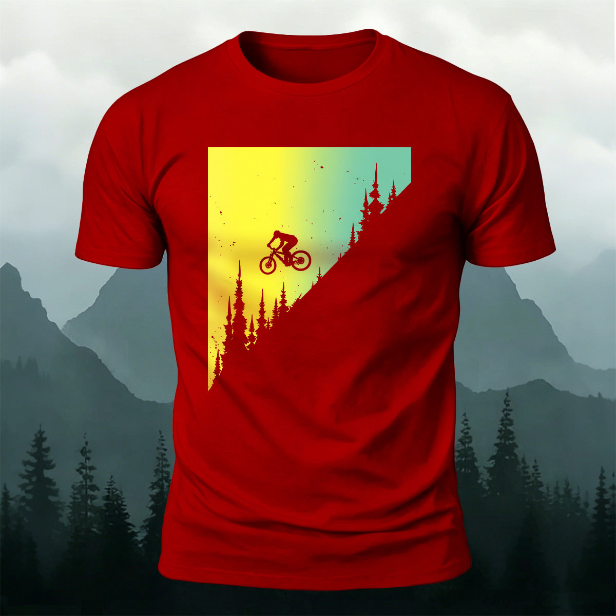 Cycling Adventure Outdoor Casual Soft-touch Feel Tee Red