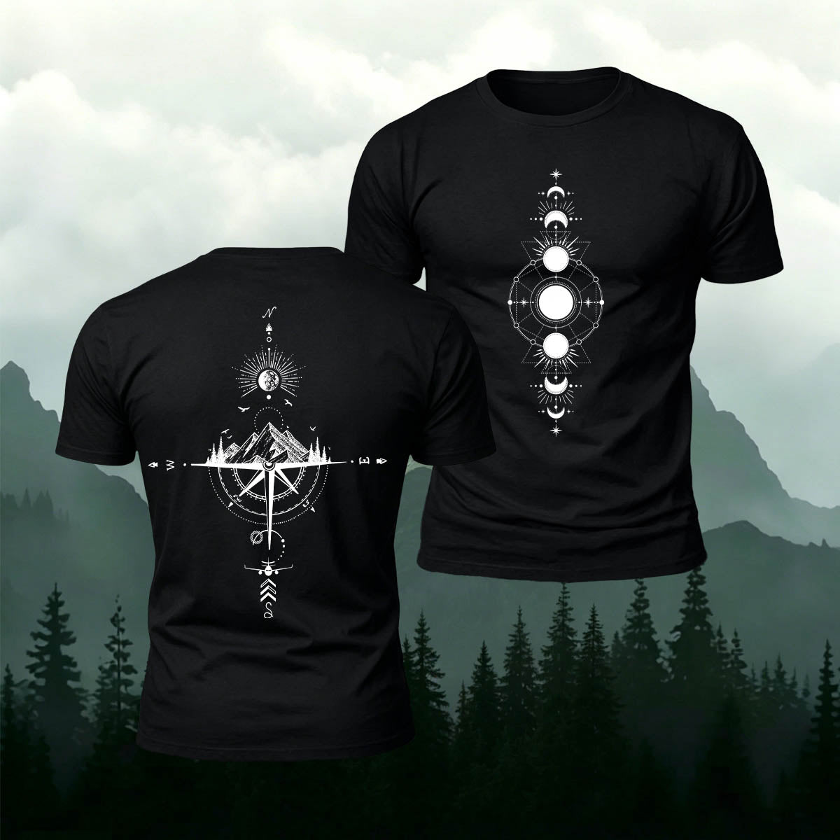 Cosmic and Nature Print Casual Cotton T-Shirt