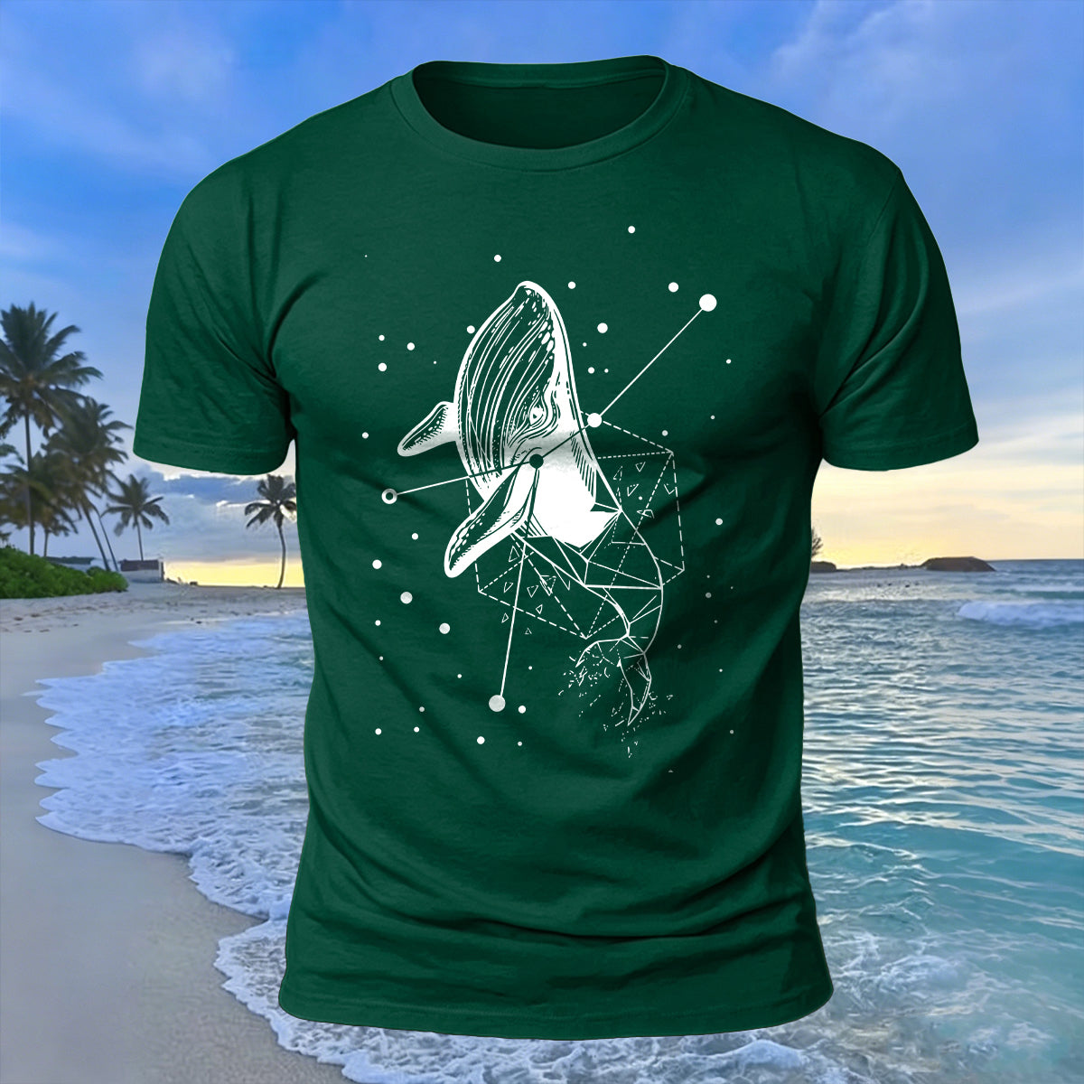 Whale Geometric Print 100% Cotton Soft-Touch T-Shirt
