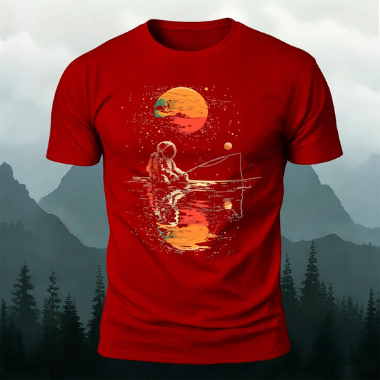 Ride the Moon Casual Cotton T-Shirt Red