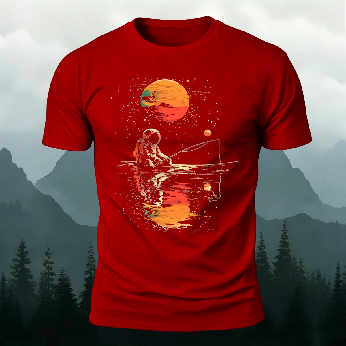 Ride the Moon Casual Cotton T-Shirt Red