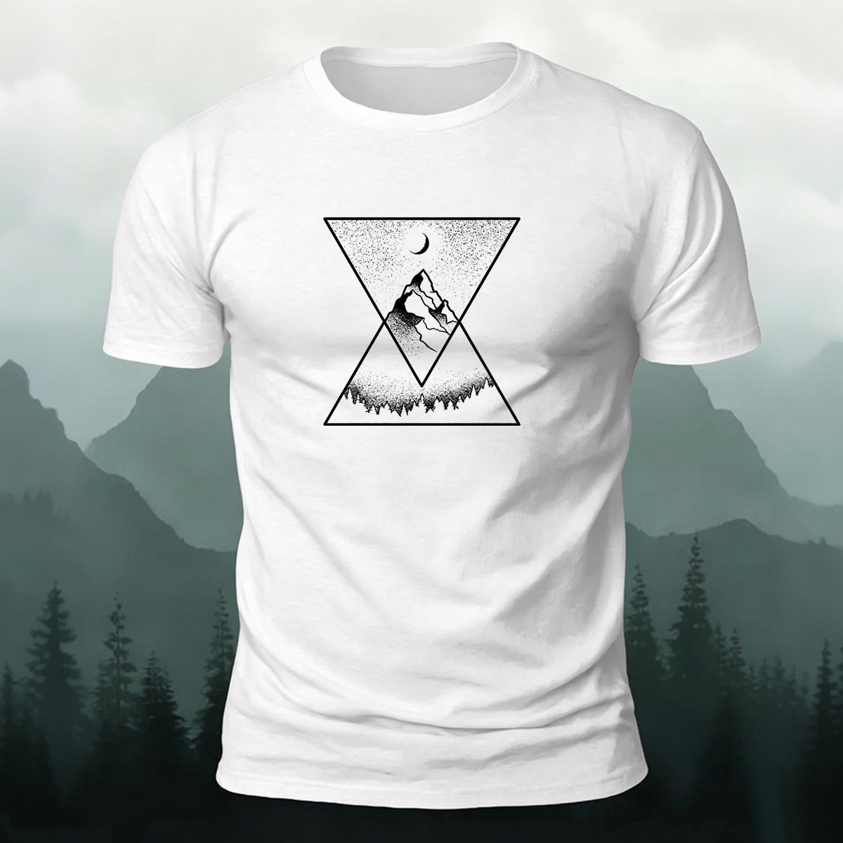 Creative Forest Mountain Print Casual T-Shirt