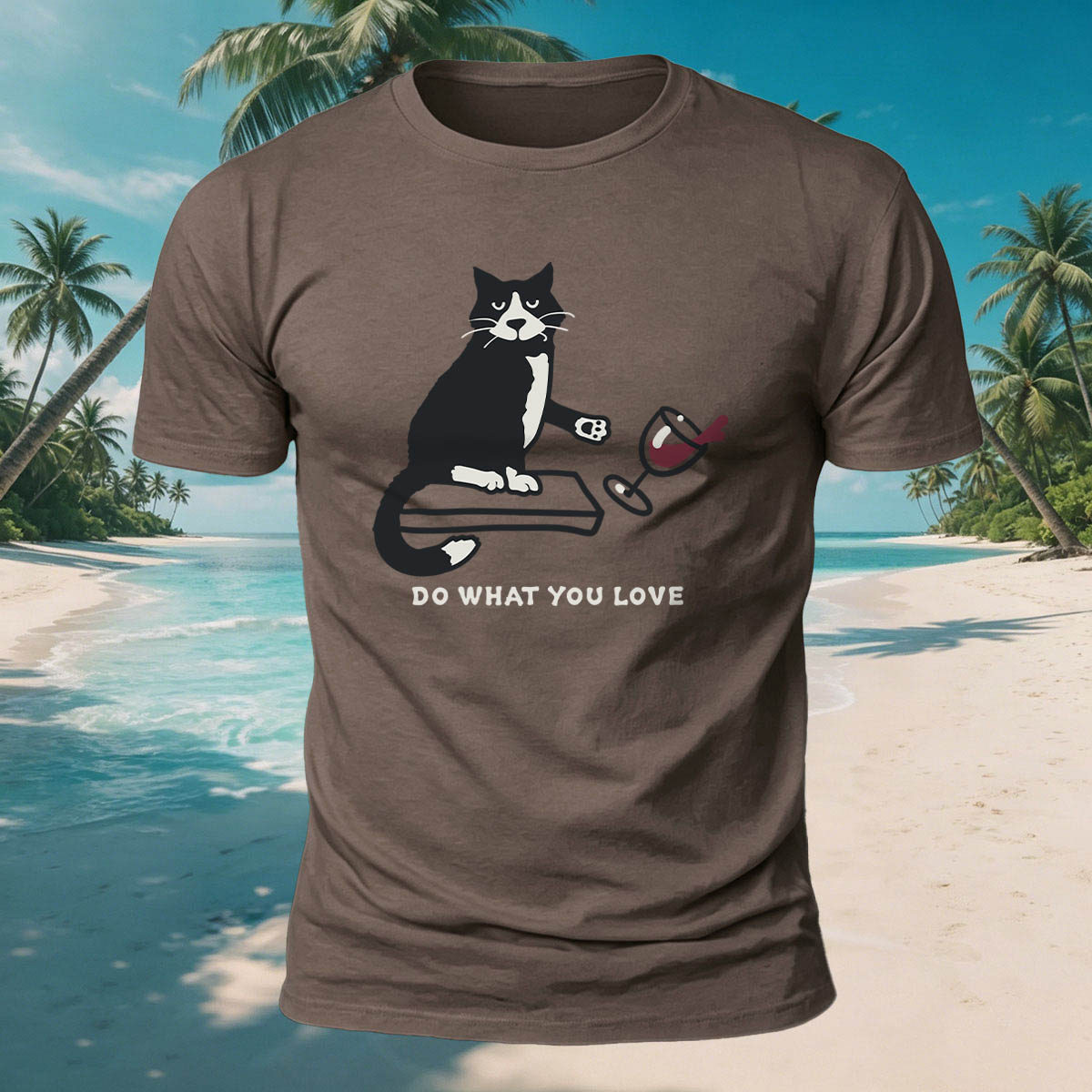 Kitten Spilling a Drink Print  Versatile Cotton T-Shirt