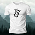 Deer Head Silhouette Print  Round-Neck Cotton T-Shirt