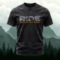 Ride Letter Print Washed Cotton Casual T-Shirt