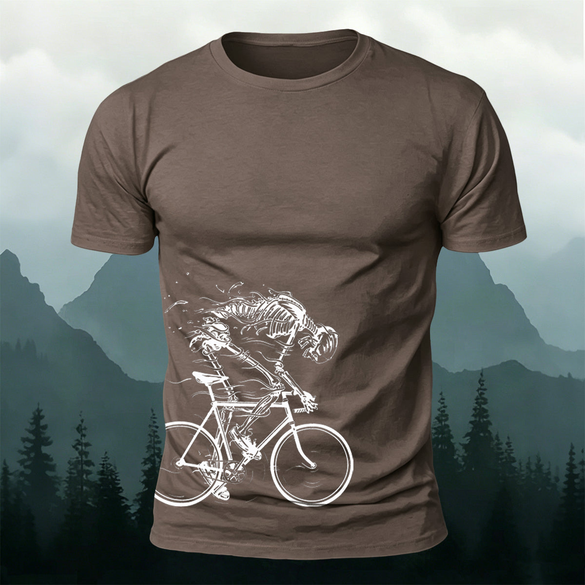 Cycling Skeleton Fun Graphic Casual 100% Cotton Tee