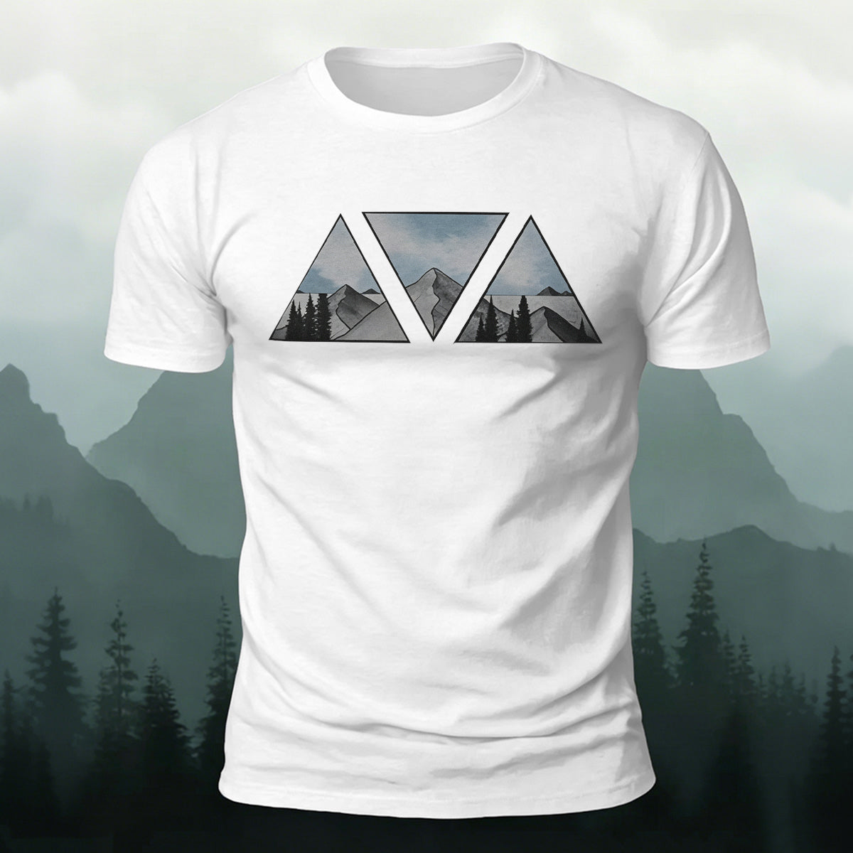 Geometric Pattern Print Soft-touch Feel Casual T-Shirt