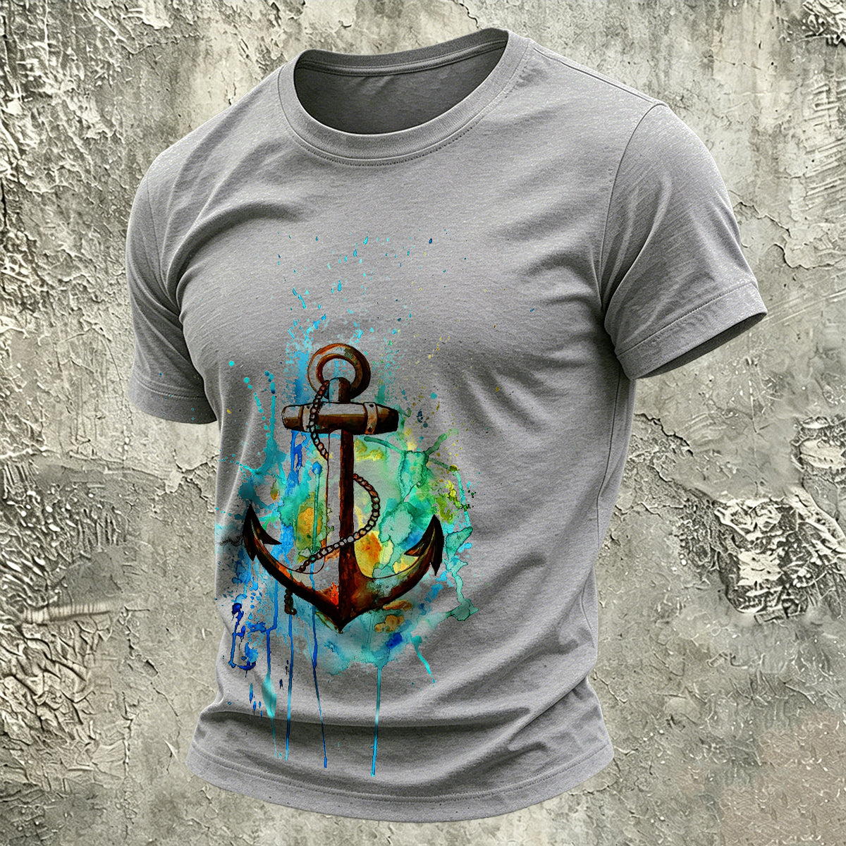 Artistic Sailboat Anchor Outdoor Versatile Cotton Tee