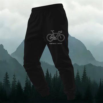 Bicycle Illustration Print Casual Pocket Pants