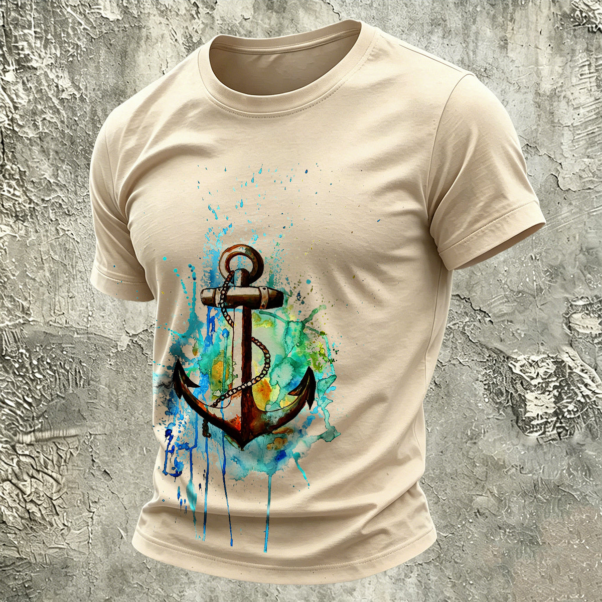 Artistic Sailboat Anchor Outdoor Versatile Cotton Tee