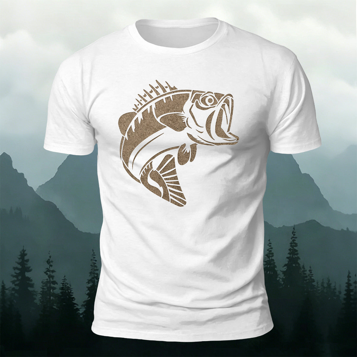 Striped Bass Print Casual and Versatile Cotton T-Shirt