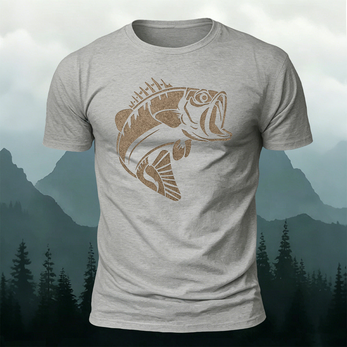 Striped Bass Print Casual and Versatile Cotton T-Shirt
