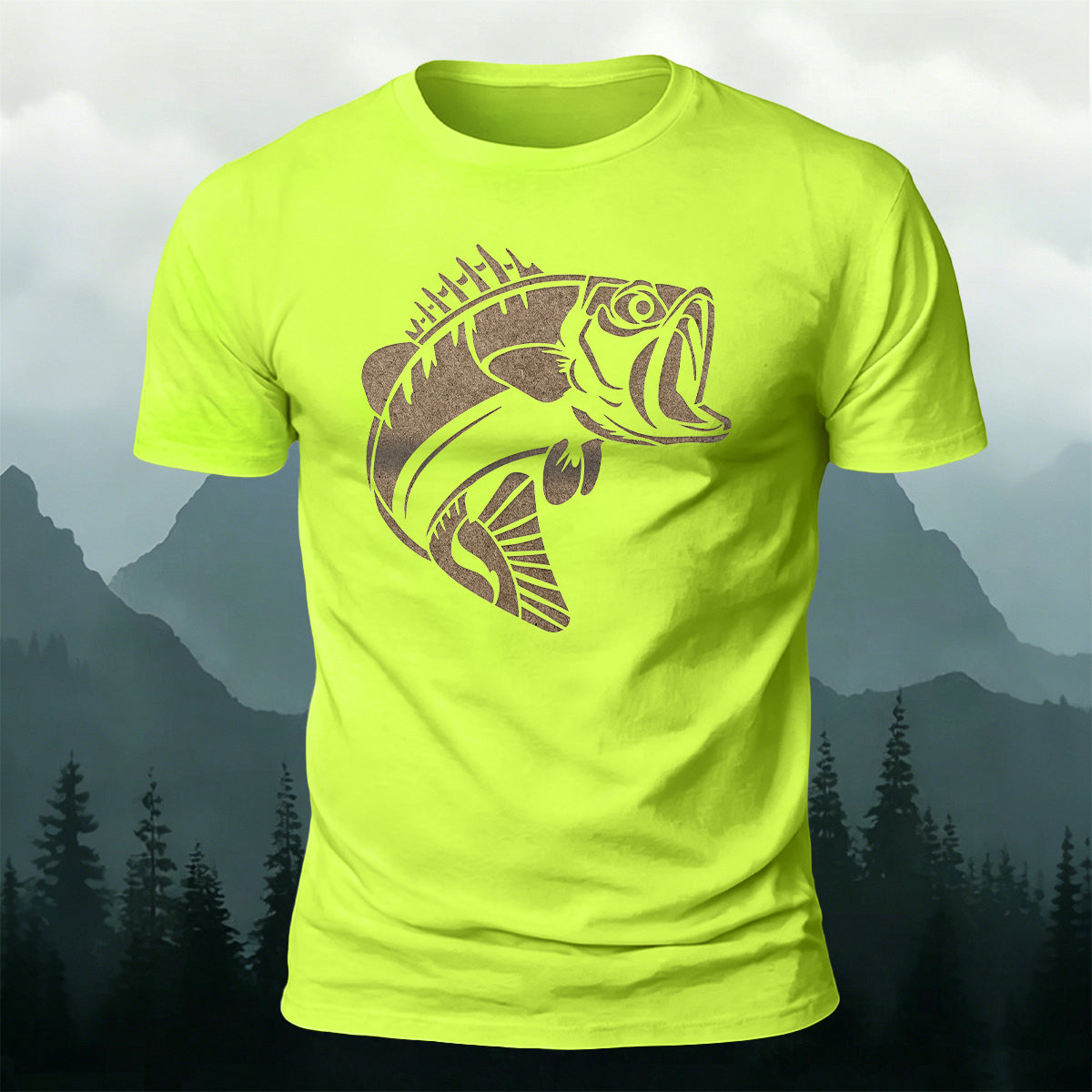 Striped Bass Print Casual and Versatile Cotton T-Shirt