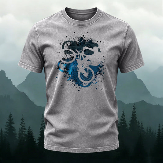 Washed Cotton Artistic Cycling Printed T-Shirt