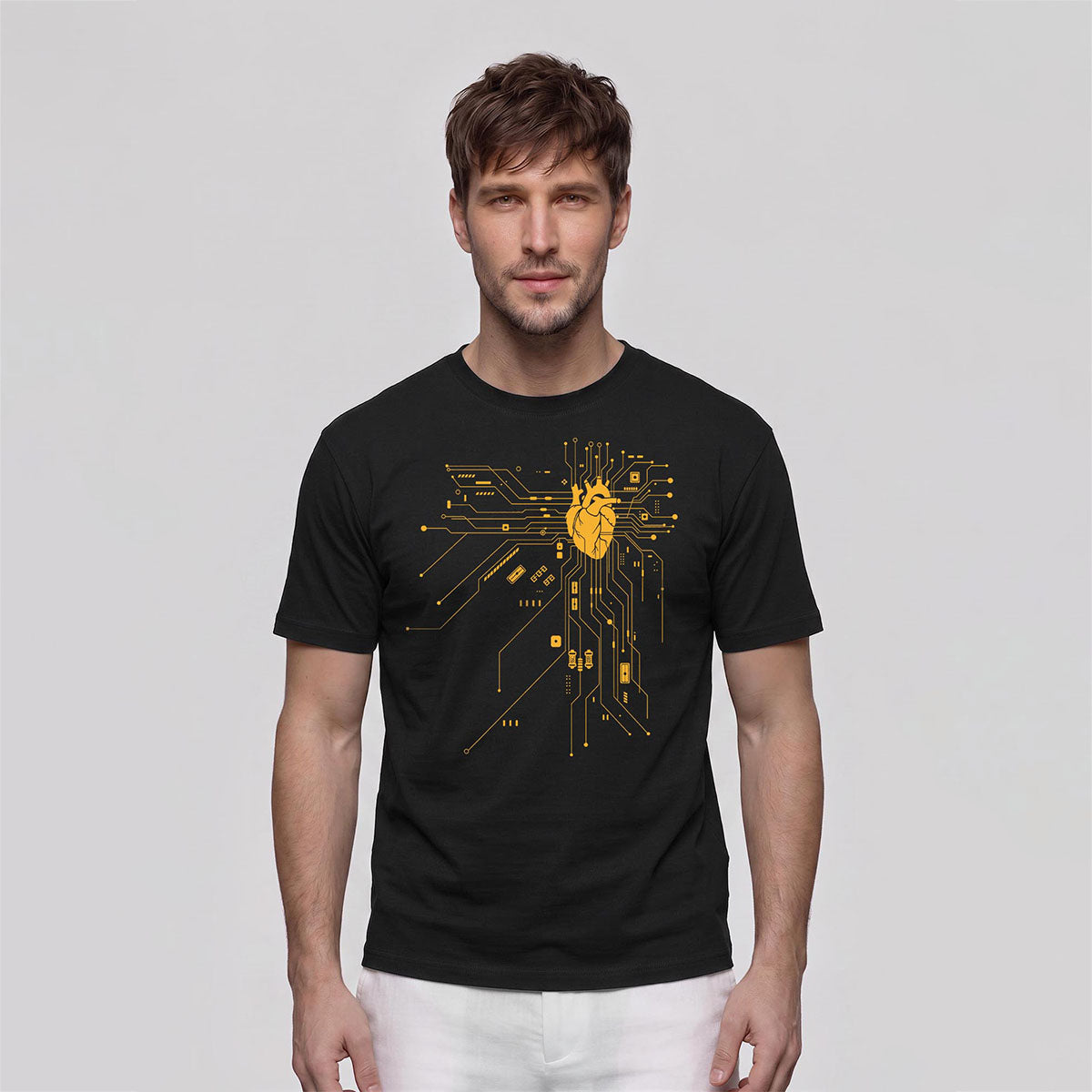 Creative Heart Pattern Combed Cotton T-Shirt