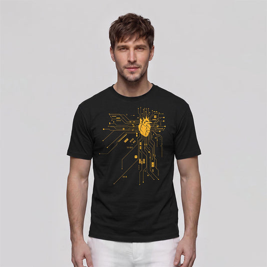 Creative Heart Pattern Combed Cotton T-Shirt