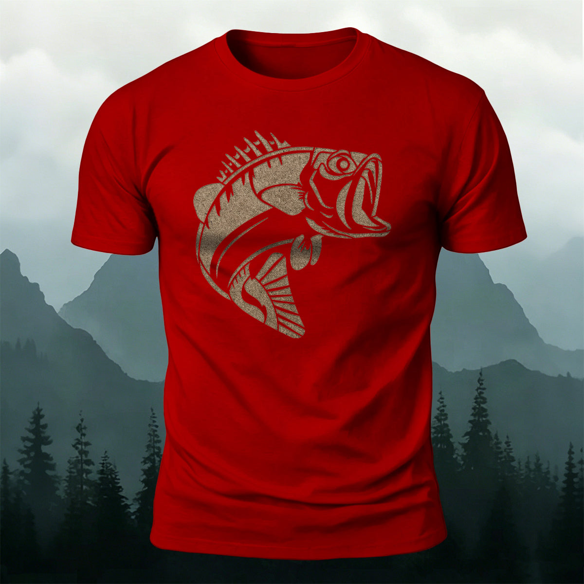 Striped Bass Print Casual and Versatile Cotton T-Shirt
