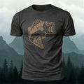 Striped Bass Print Casual and Versatile Cotton T-Shirt